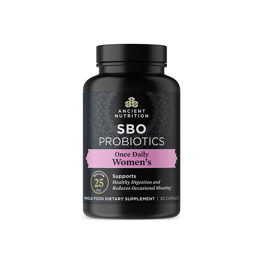 Ancient Nutrition Women's Probiotics bottle front for daily digestive support.