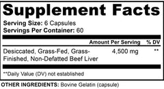 Ancient Origins beef liver nutrition scene with label and supplements.