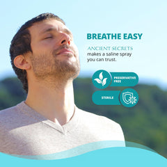 Hypertonic saline from ANCIENT SECRETS moisturizes and cleanses nasal passages.
