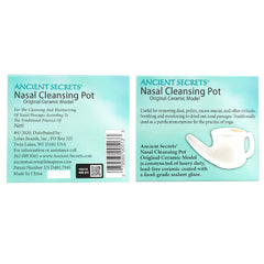 ANCIENT SECRETS Neti Pot with secure nozzle seal for comfortable use.