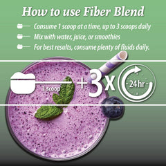 Anderson Fiber Blend scoop beside glass for convenient measurement.