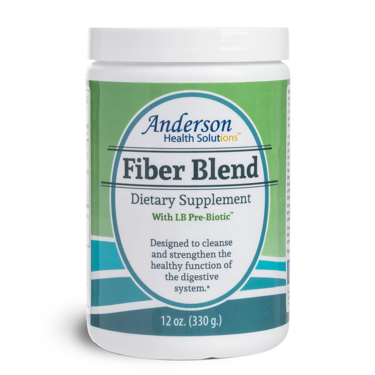 Anderson Fiber Blend bottle with scoop for daily fiber support.