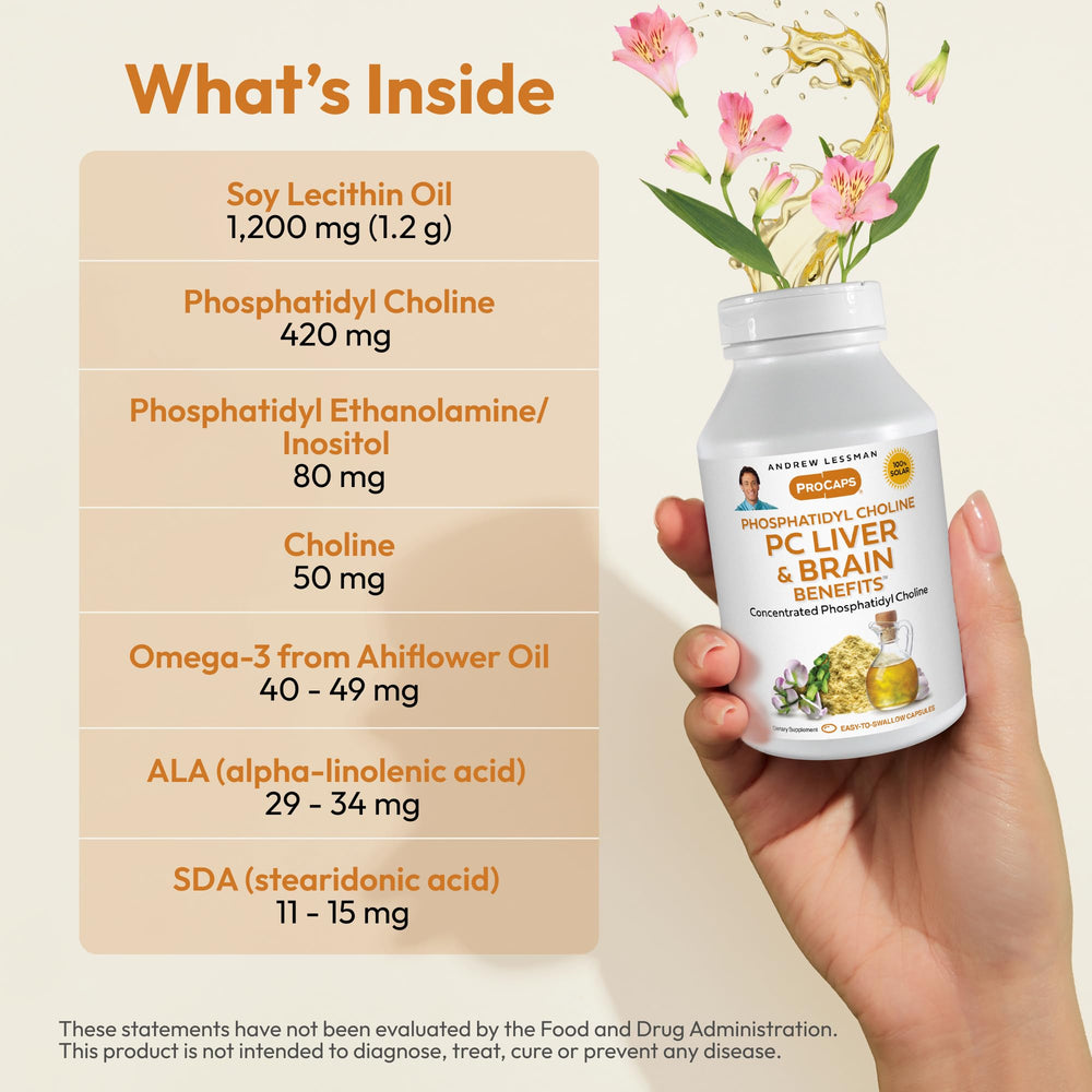 Andrew Lessman Ahiflower oil softgels emphasizing plant-based omega-3 benefits
