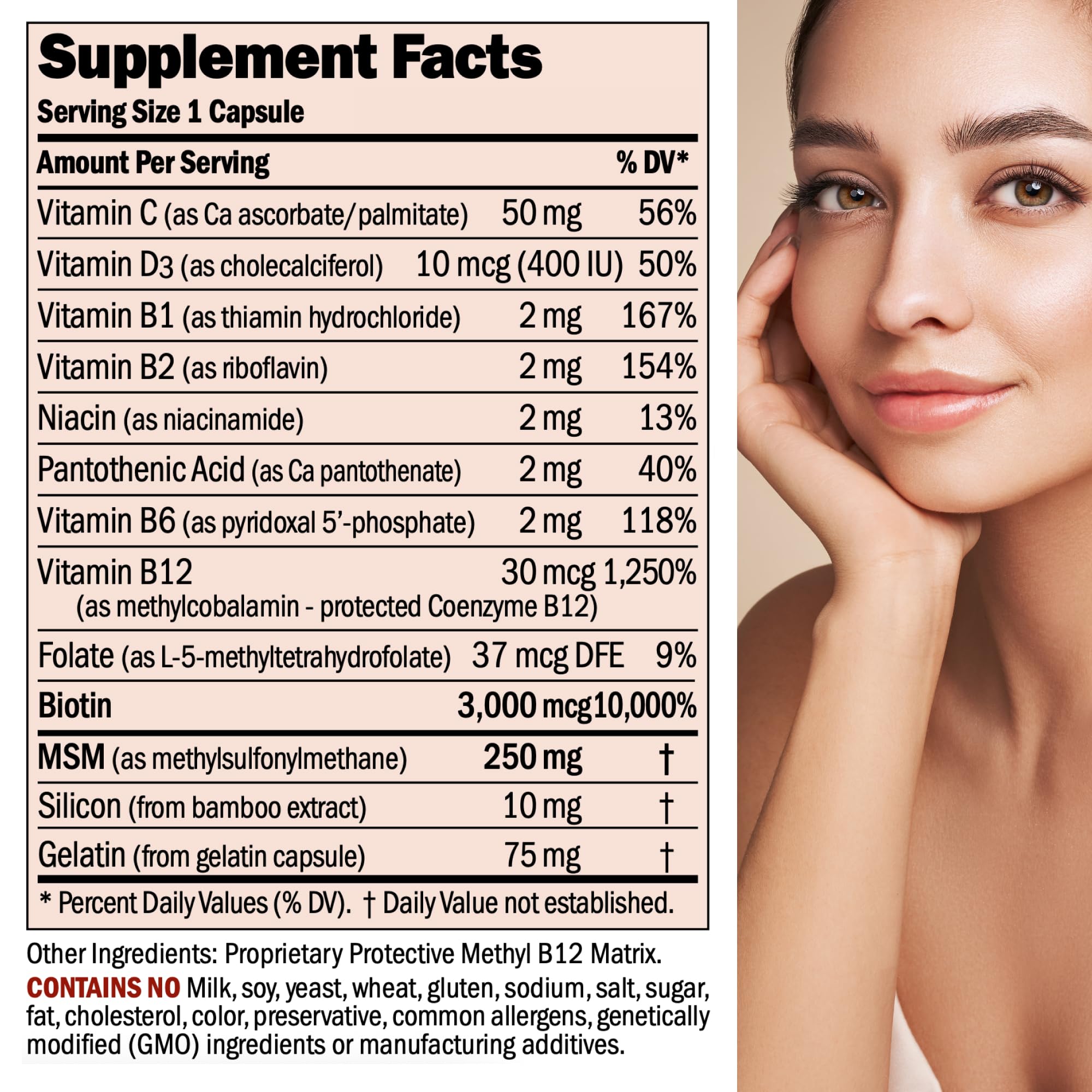 Andrew Lessman biotin capsules highlight 3,000 mcg potency for potential hair strength.