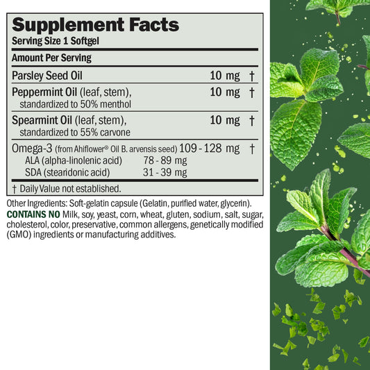 ANDREW LESSMAN Breath Plus softgels close-up showing easy-to-swallow design.