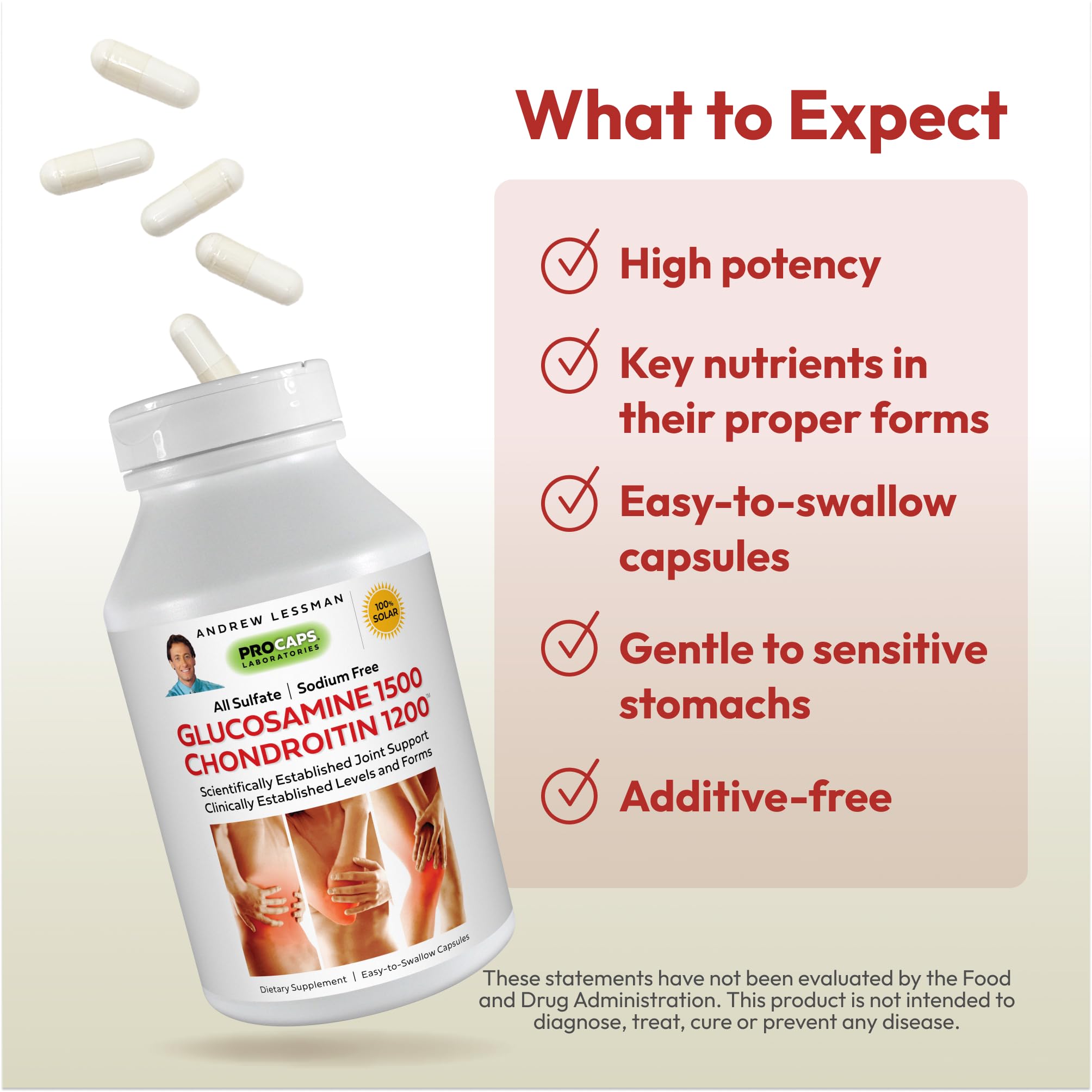 Andrew Lessman bottle pouring capsules for convenient daily use.