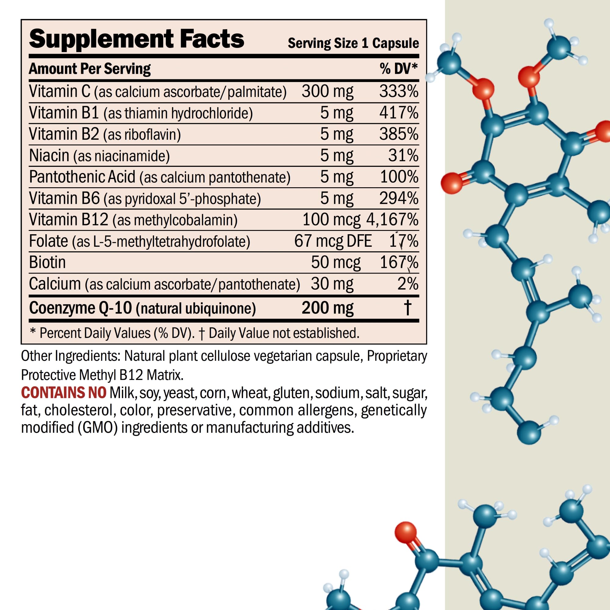 ANDREW LESSMAN CoQ10 200 mg label closeup emphasizes potency and key ingredients.
