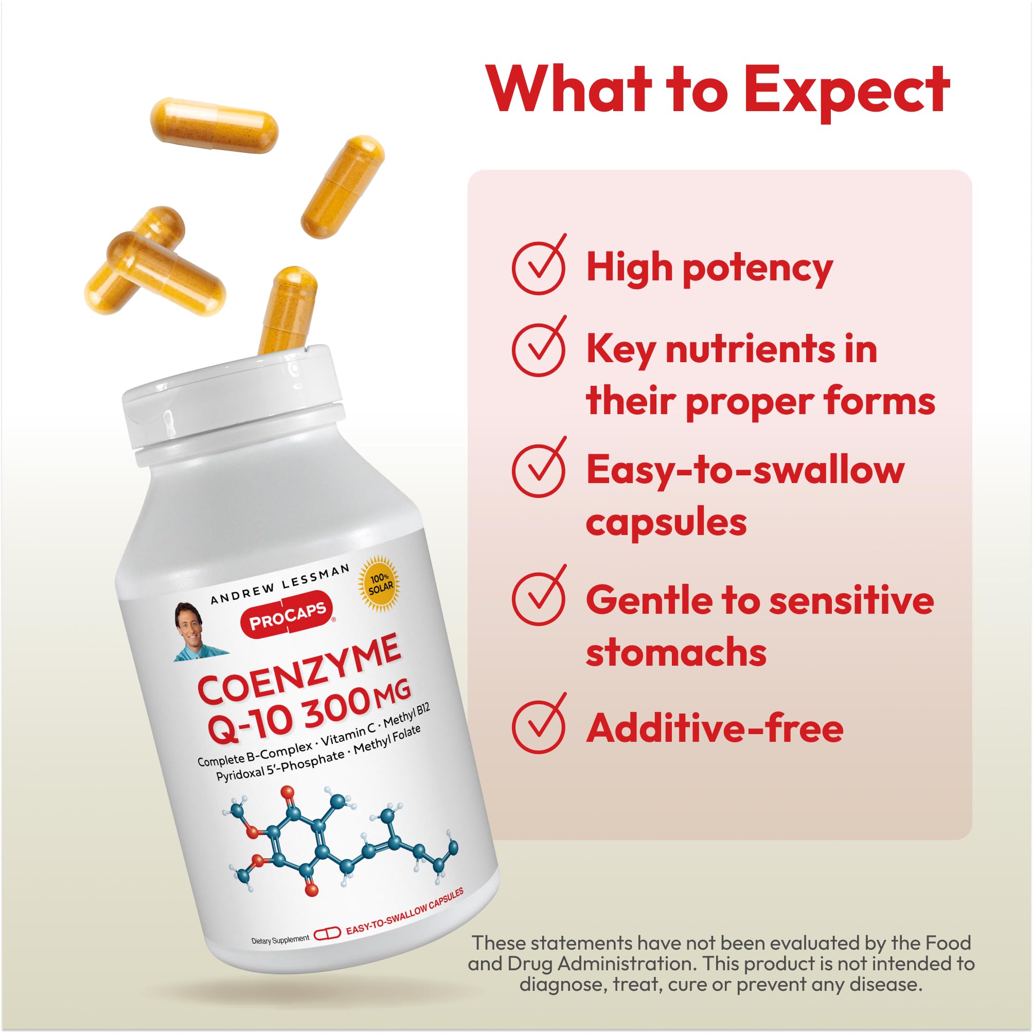 ANDREW LESSMAN CoQ10 300 mg packaging front highlights clean formula.
