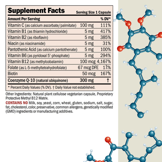 Close-up of ANDREW LESSMAN CoQ10 capsules highlighting easy swallow.