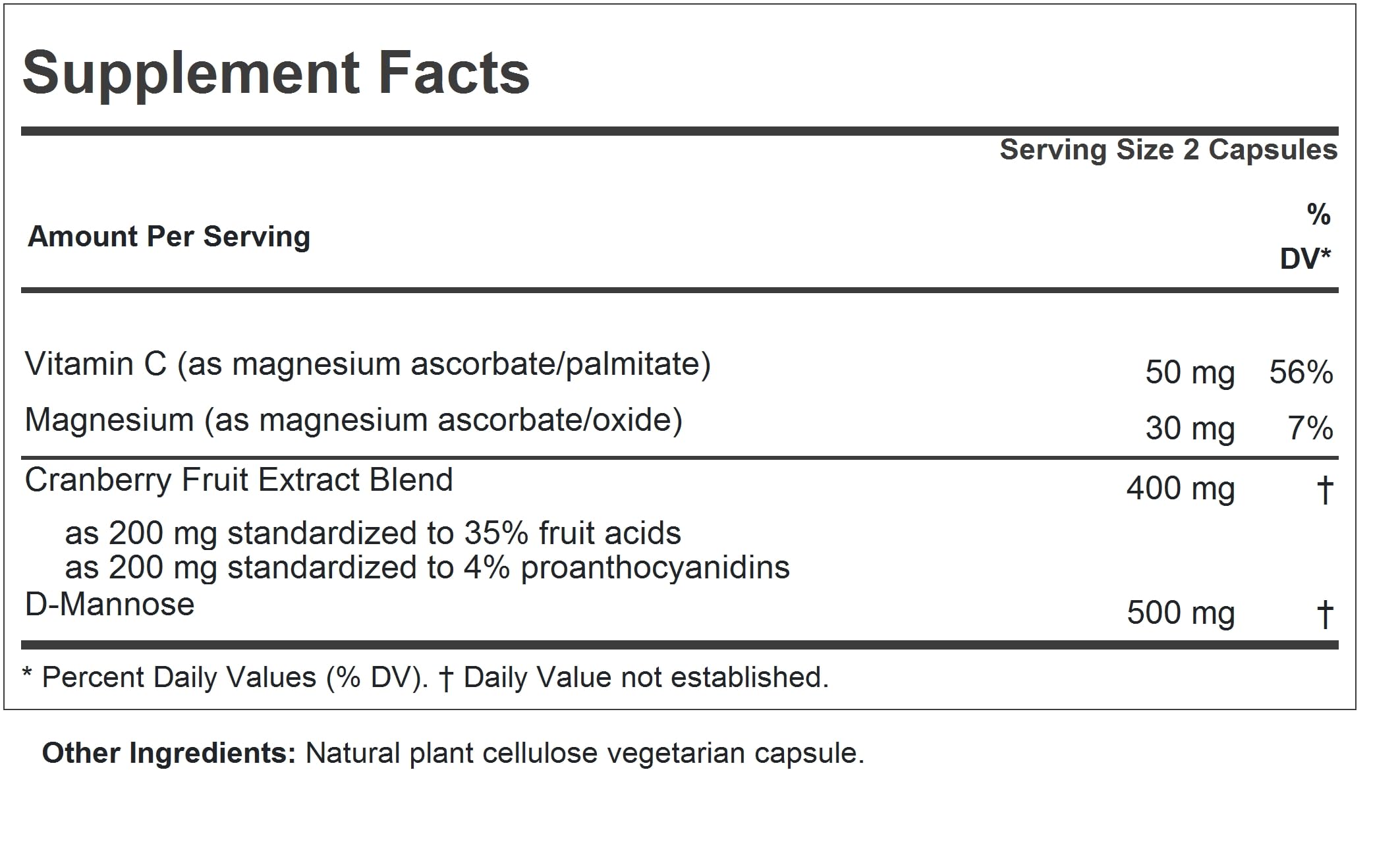 ANDREW LESSMAN Cranberry with D-Mannose capsules close-up highlighting easy-to-swallow design and urinary support.