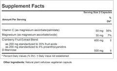 ANDREW LESSMAN Cranberry with D-Mannose capsules close-up highlighting easy-to-swallow design and urinary support.