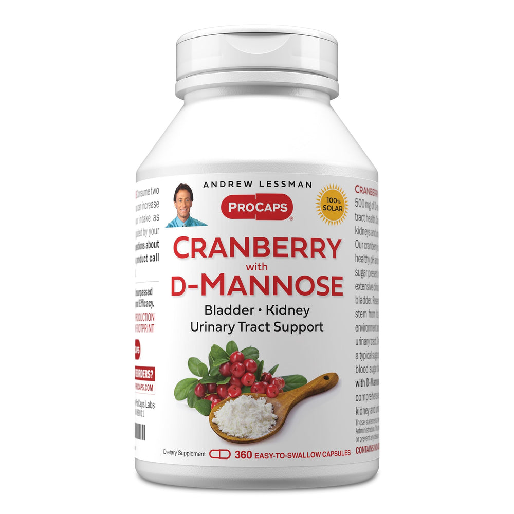 Andrew Lessman Cranberry D-Mannose capsules in bottle for urinary tract support