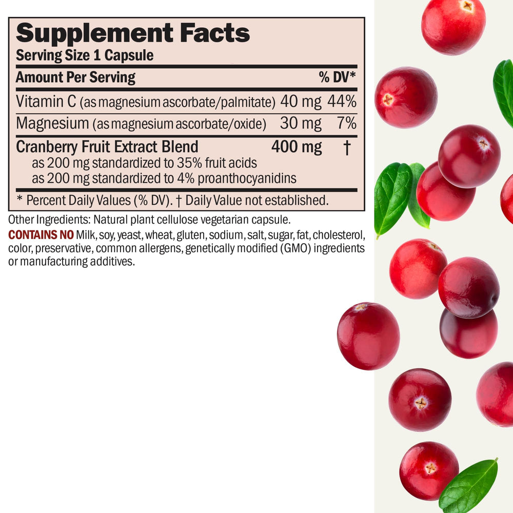 Andrew Lessman cranberry extract closeup emphasizes standardized fruit acids and proanthocyanidins.