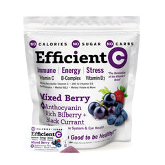 Andrew Lessman Efficient C Mixed Berry bottle shows 90 packets for convenient daily immune and energy support.