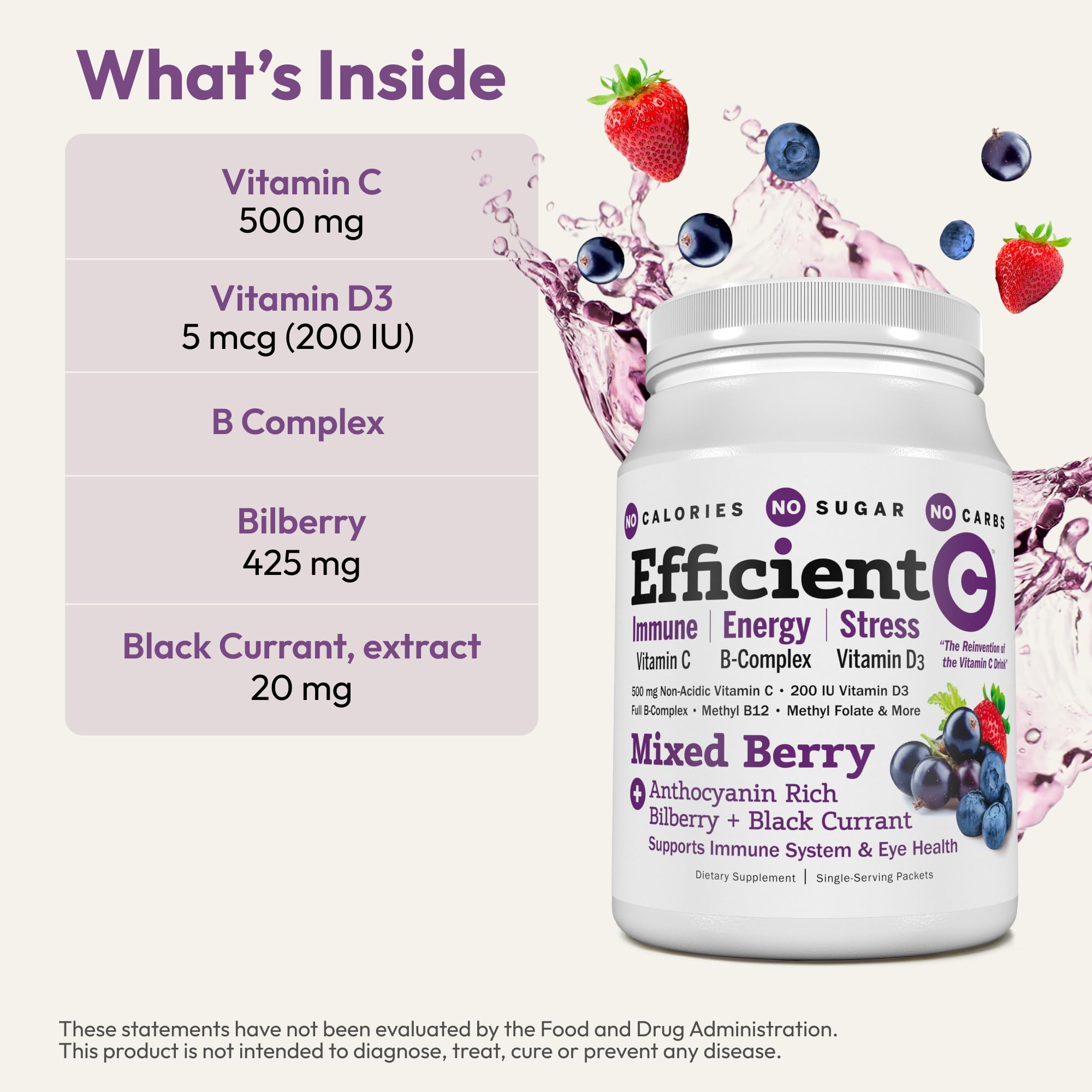 Dissolving ANDREW LESSMAN Efficient C Mixed Berry in water for a refreshing drink