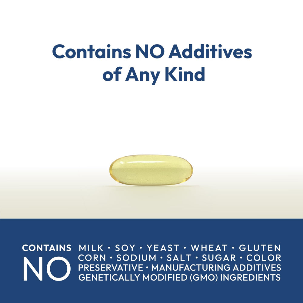 Label detail highlighting clean, pure omega-3 formulation without contaminants.