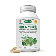 ANDREW LESSMAN Fibermucil bottle front for convenient fiber support in daily routine.