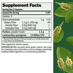 Fibermucil psyllium husk capsules close-up shows natural fiber for digestive support.