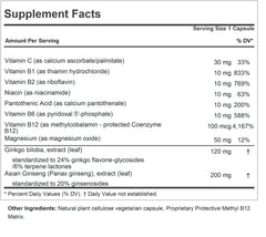 Andrew Lessman Ginkgo 120 Plus Ginseng ingredients label highlights brain-friendly ginkgo biloba and ginseng extracts