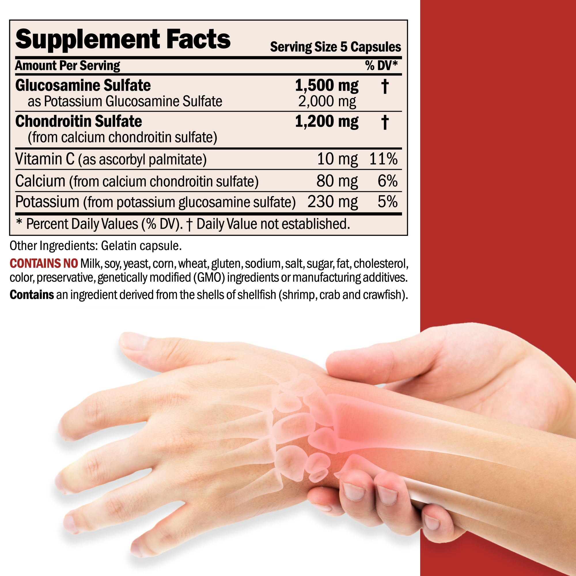 Close-up of Andrew Lessman glucosamine capsules