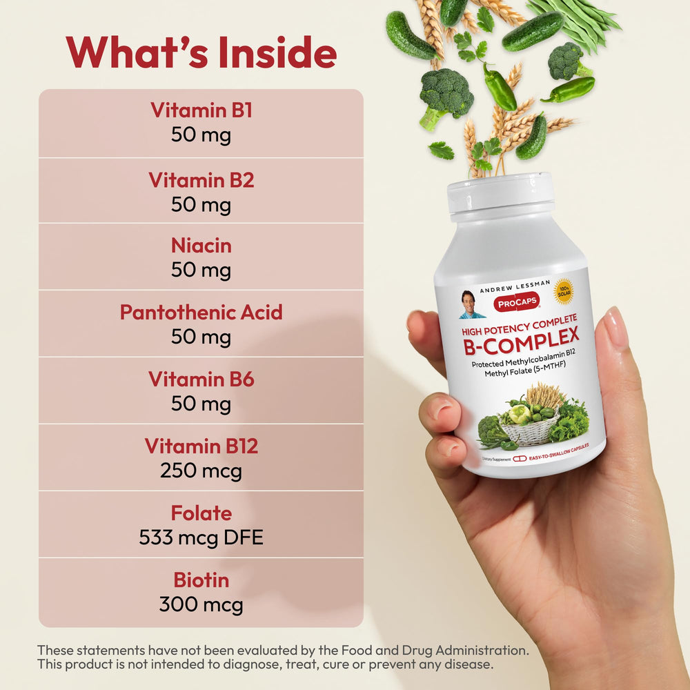 Andrew Lessman High Potency B-Complex bottle side with label details