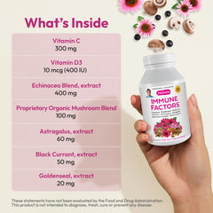 ANDREW LESSMAN Immune Factors bottle back label showcases purity and allergen-free formula