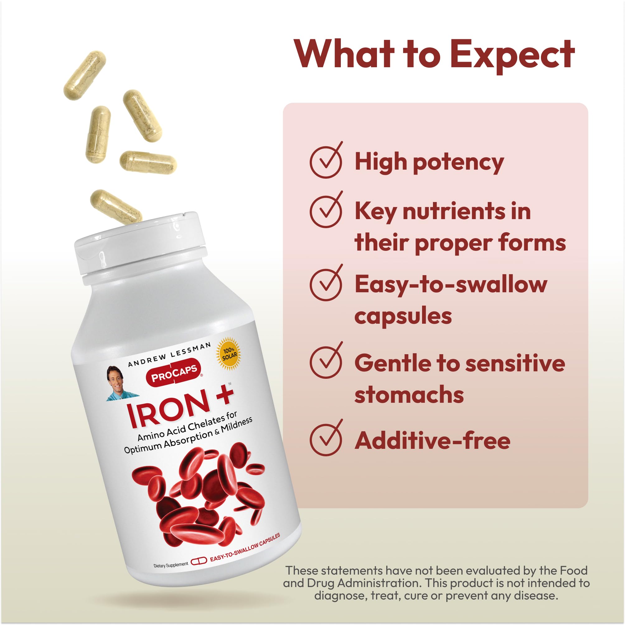 Iron Plus packaging highlighting dairy-free and gluten-free attributes