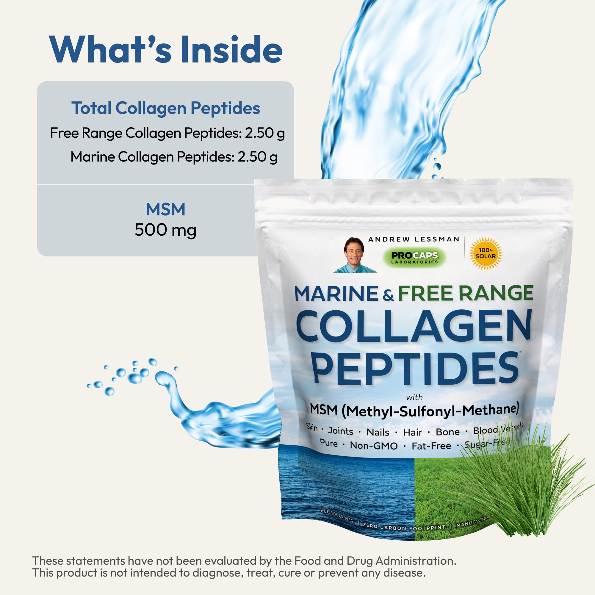 Andrew Lessman Marine Collagen Peptides MSM scoop promotes quick daily use with precise measuring