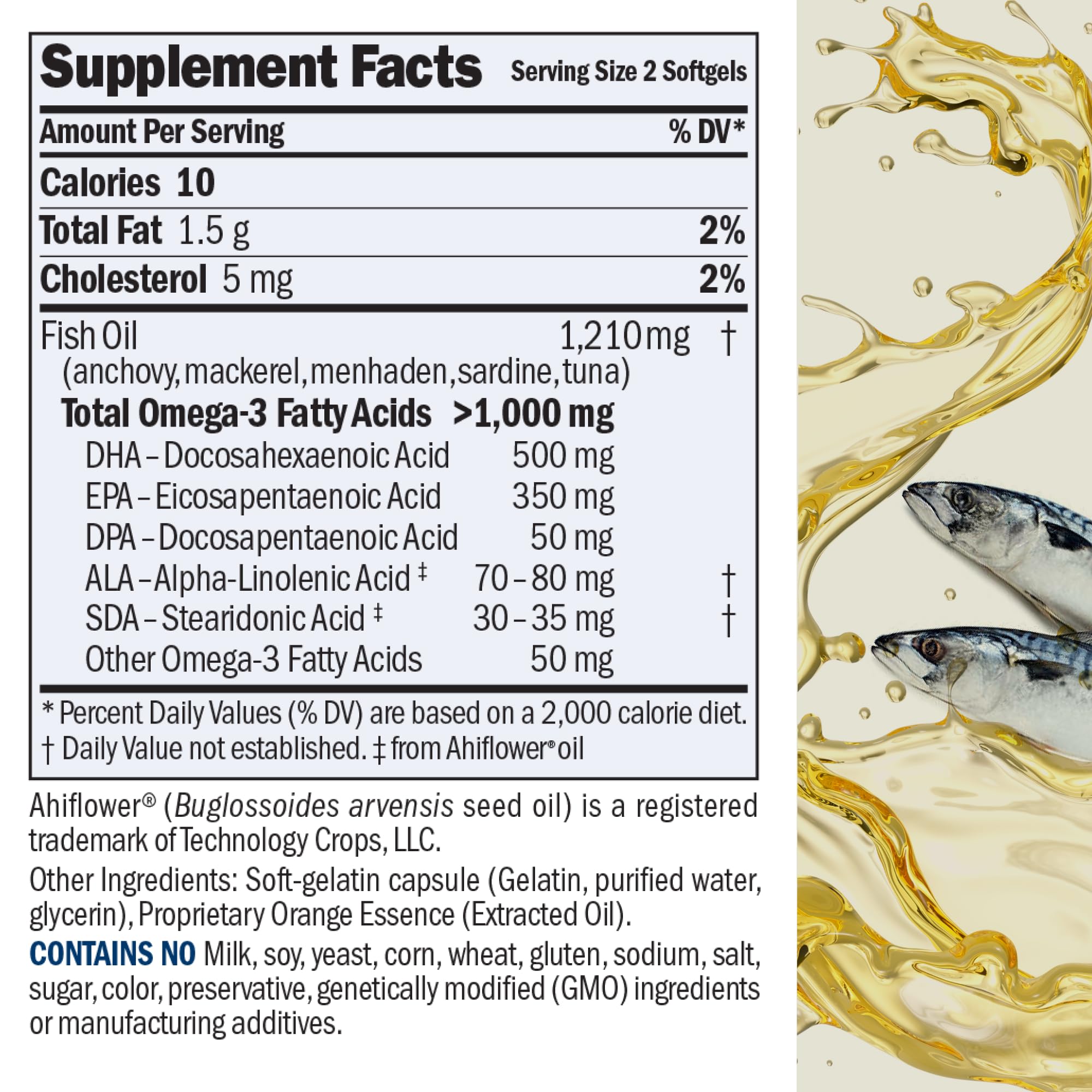 ANDREW LESSMAN Omega-3 Orange softgels arranged for easy-swallow use