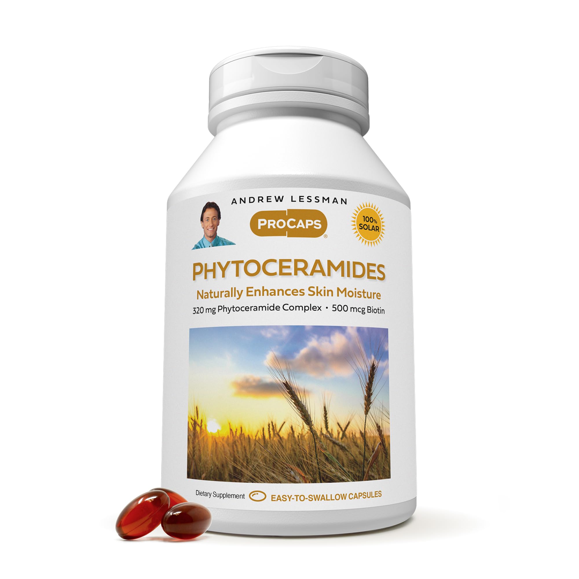 ANDREW LESSMAN Phytoceramides bottle demonstrates premium skin hydration support potential.