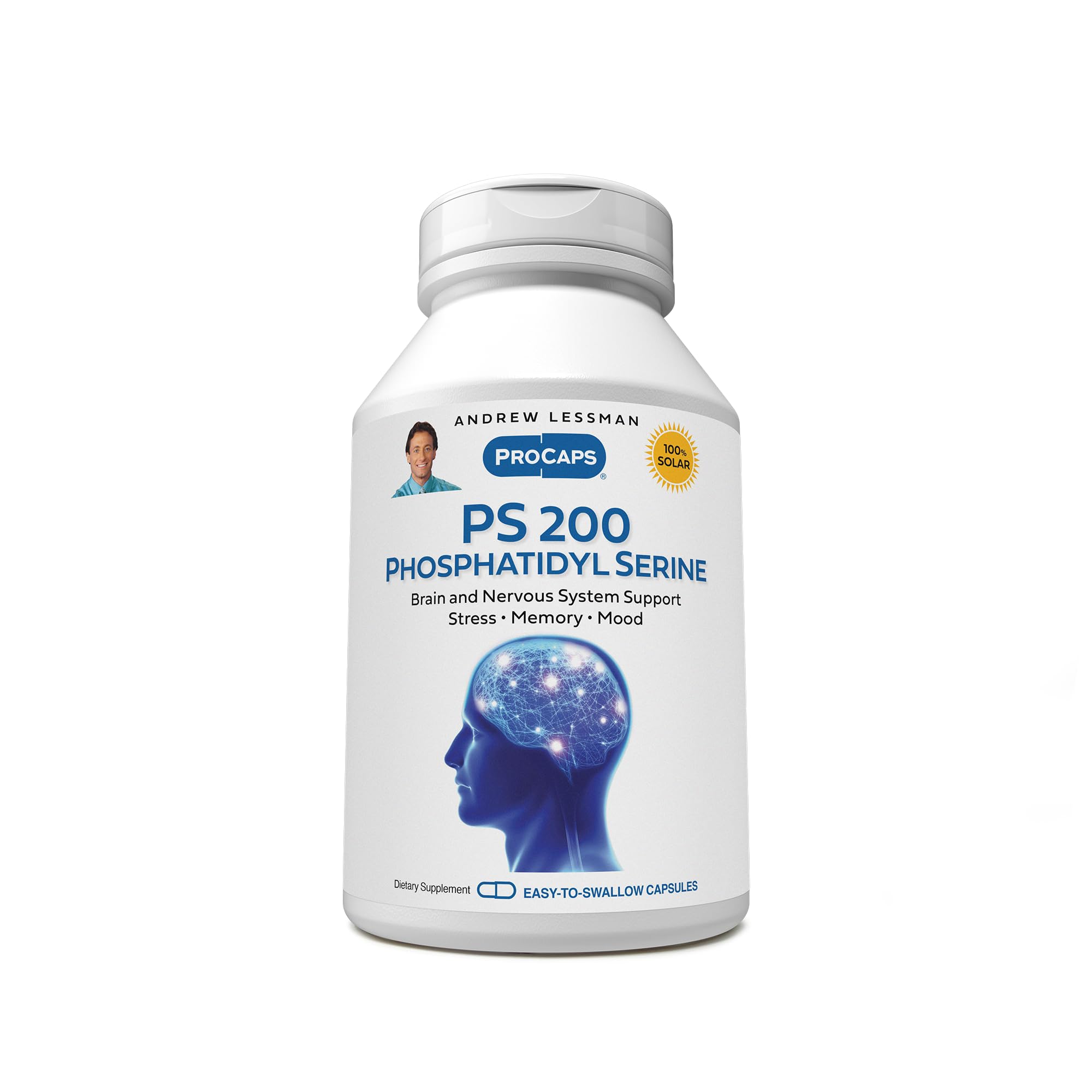 ANDREW LESSMAN PS 200 bottle with capsules for daily brain support and focus.