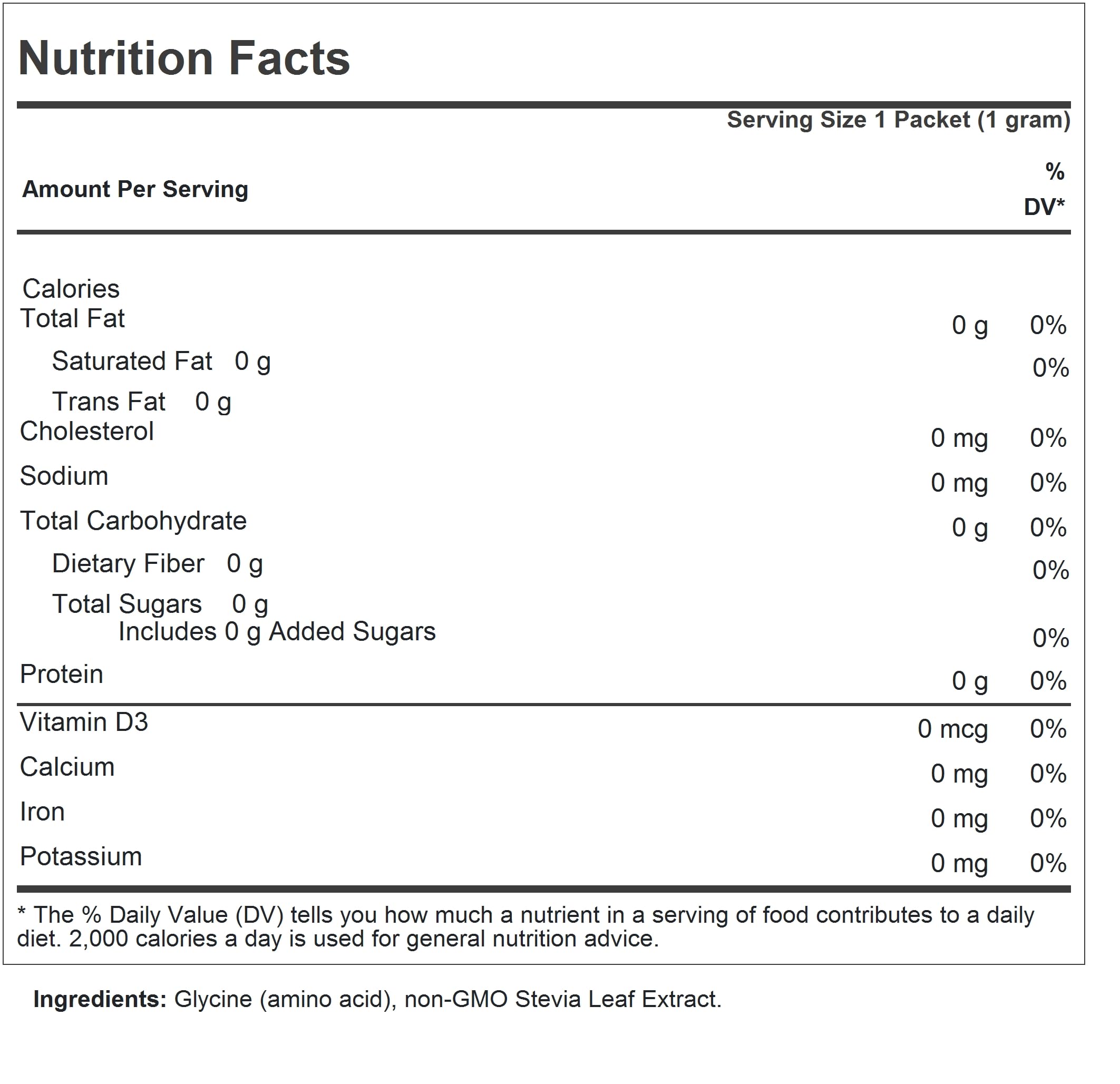 Andrew Lessman Sucress packet sleeve highlights non-GMO stevia sweetener for sugar-free options