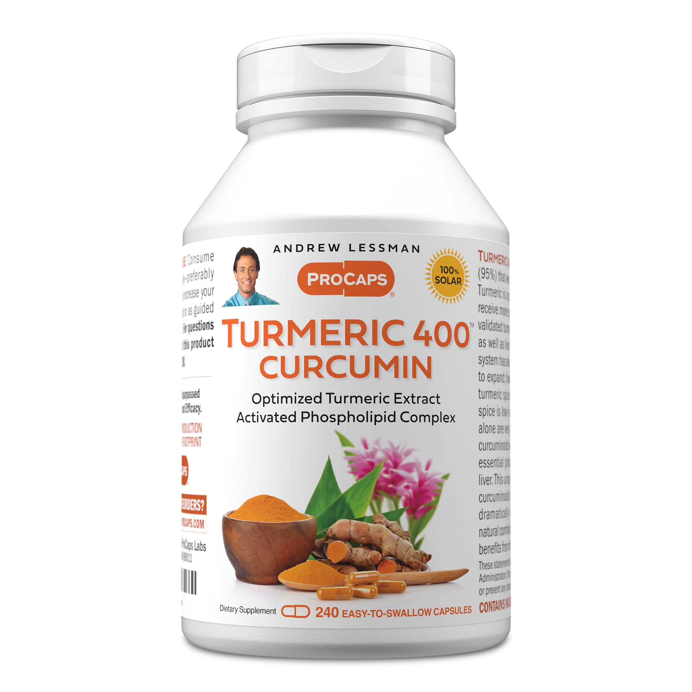 Andrew Lessman Turmeric 400mg bottle shown for daily use