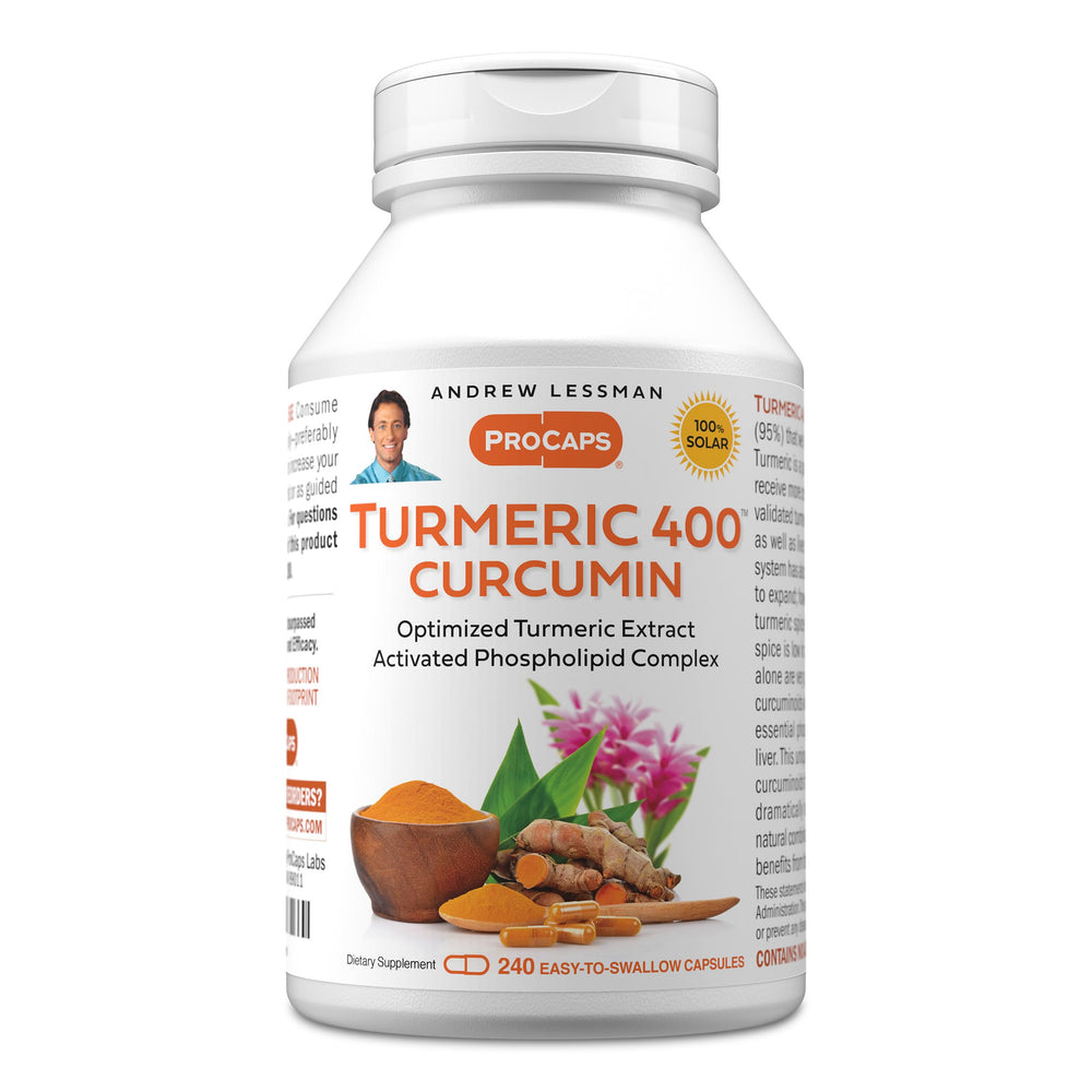 Andrew Lessman Turmeric 400mg bottle shown for daily use