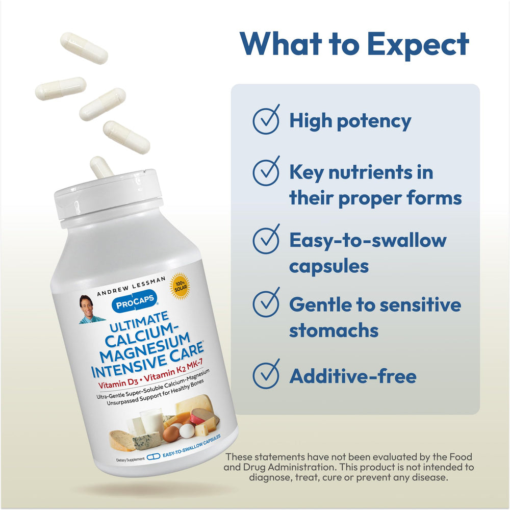 Andrew Lessman Ultimate Calcium-Magnesium ingredients list emphasizing ultra-fine minerals