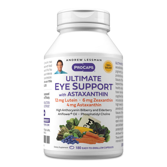 Andrew Lessman Ultimate Eye Support bottle front with daily-use softgels