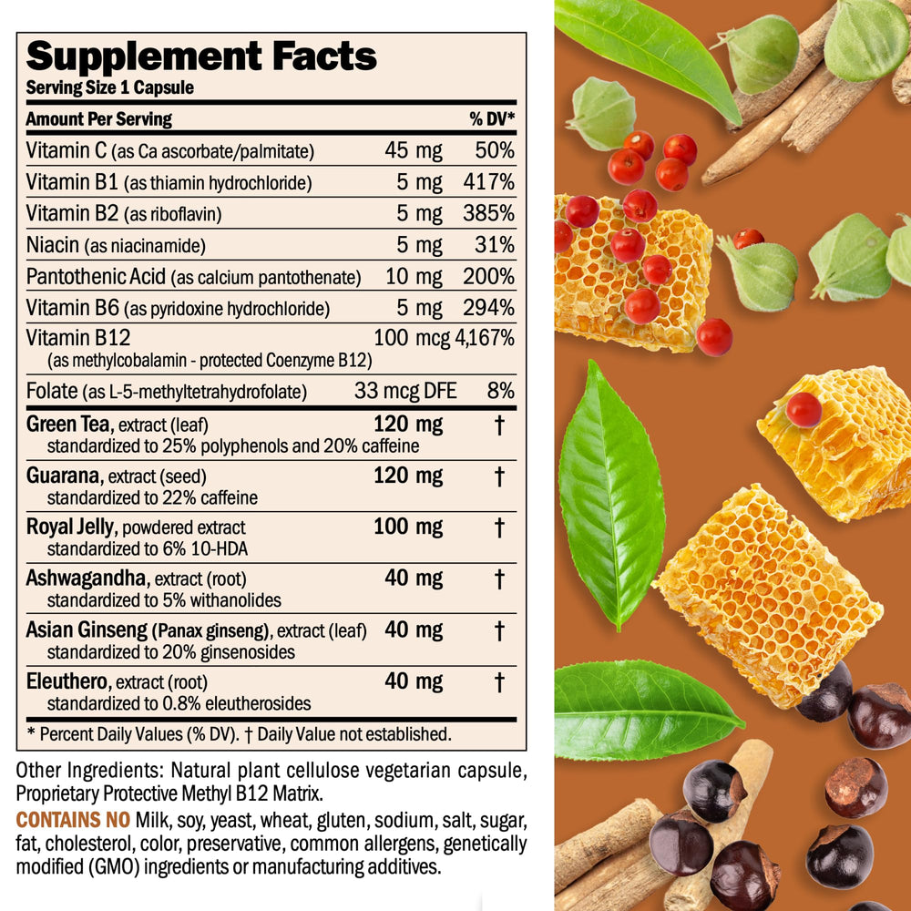 Andrew Lessman Urgent Energy 360 label closeup with branding and ingredients.
