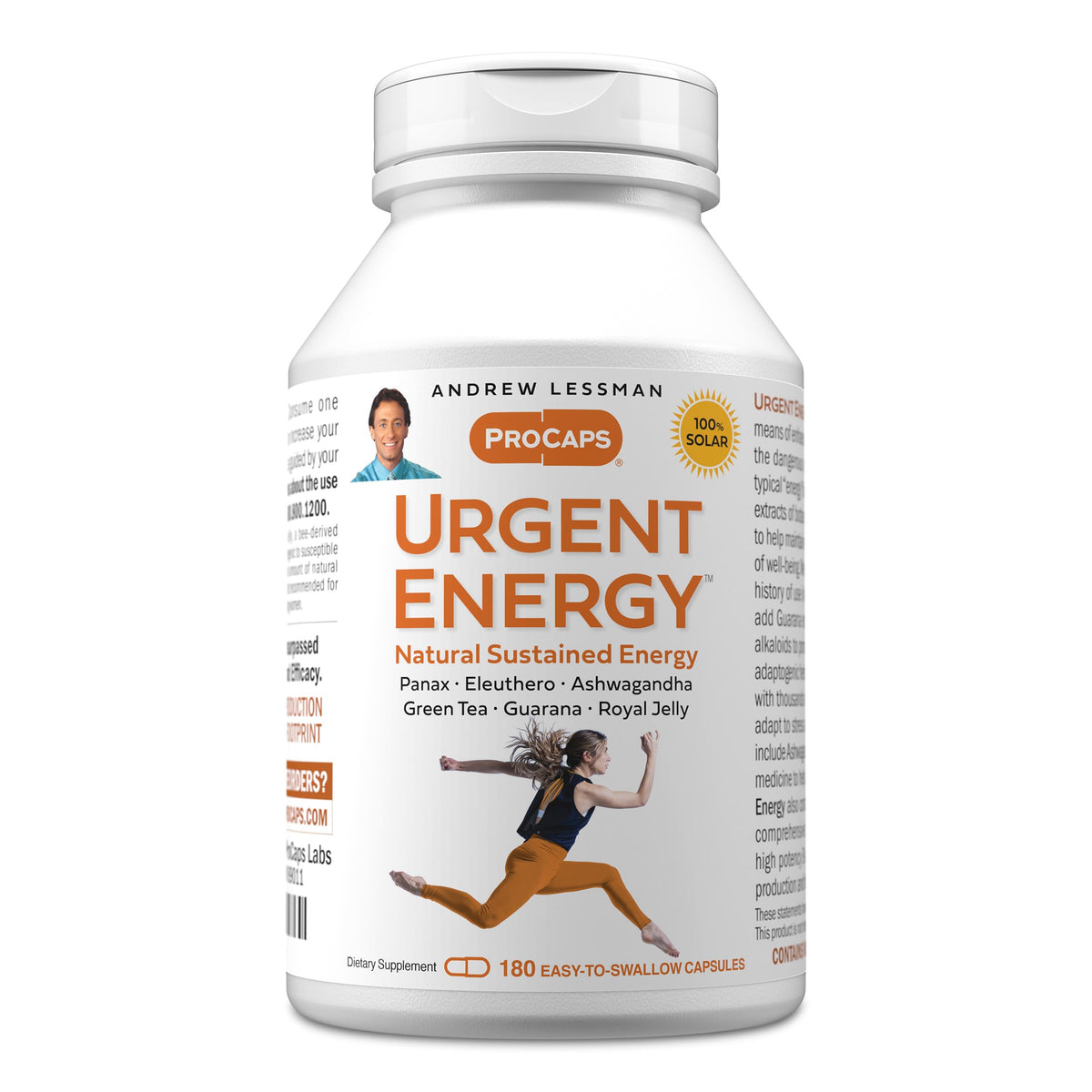 Andrew Lessman Urgent Energy bottle front view showing the energy-support formula.