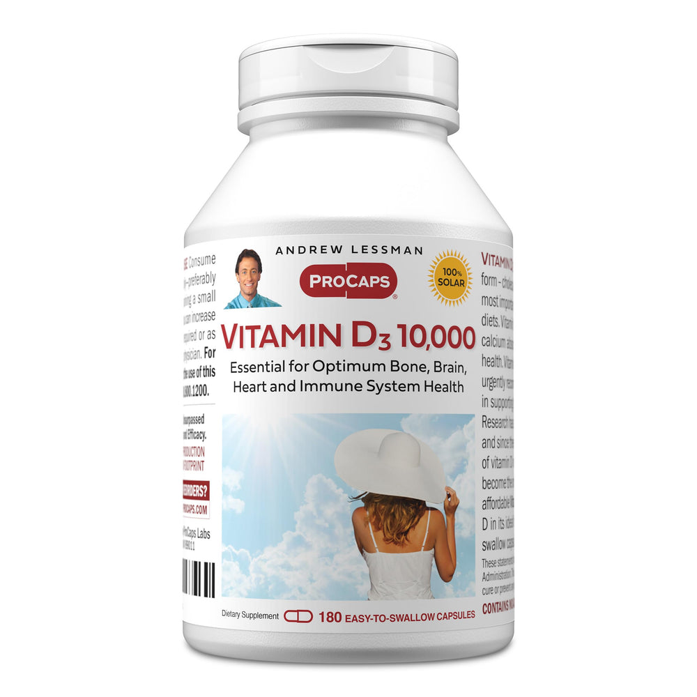 Andrew Lessman Vitamin D3 10,000 IU bottle front highlighting high potency.
