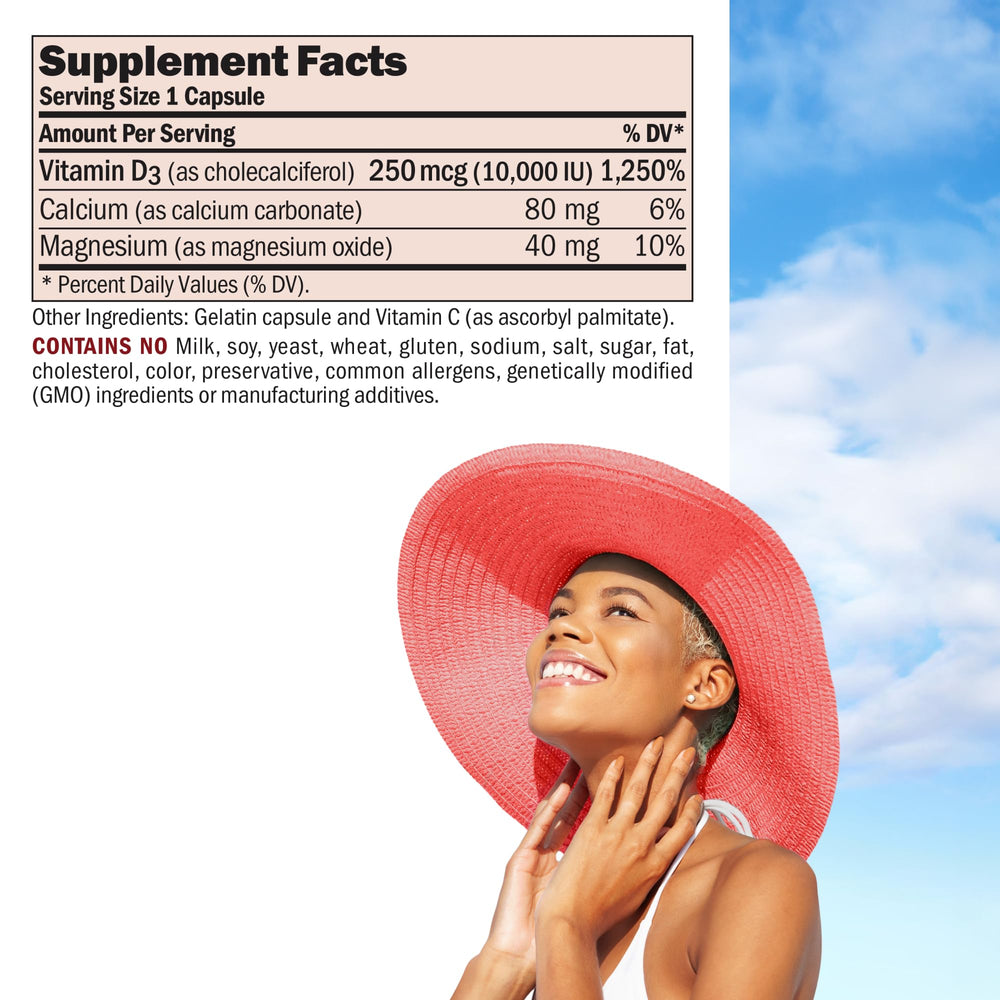 Andrew Lessman Vitamin D3 capsules close-up showing easy-to-swallow capsules.