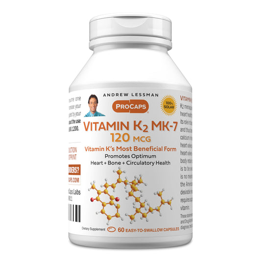 Andrew Lessman Vitamin K2 MK-7 120 mcg bottle with 60 softgels for calcium utilization