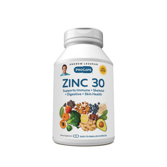 Andrew Lessman Zinc 30mg bottle for easy daily immune support.