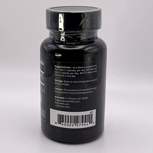 Andro400 capsule closeup reveals the 100:1 extract for strong stamina.