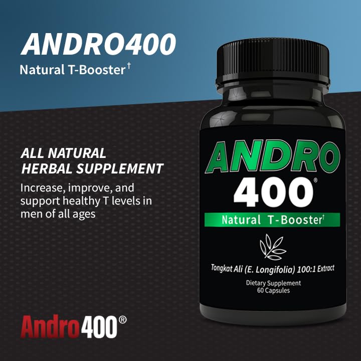 Andro400 hero shot communicates energy and focus for men.
