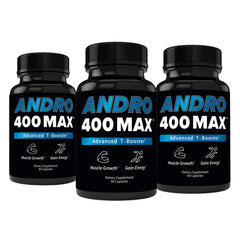 Andro400 Max bottle front view promoting daily vitality and focus.