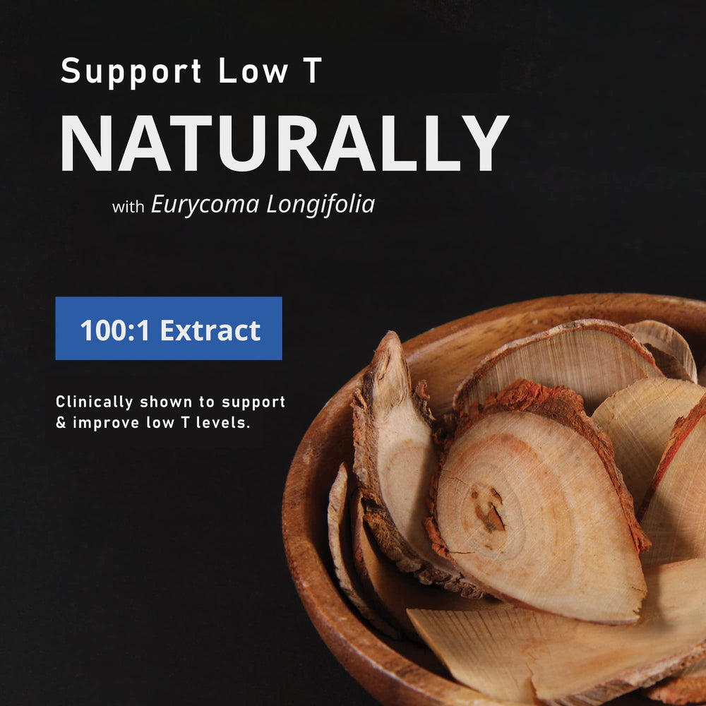 Product on shelf conveys premium male vitality formula in a trusted care setting.