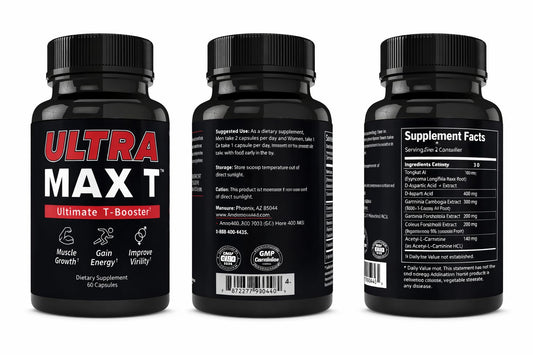 Andro400 Ultra Max T capsules close-up, supports lean muscle during workouts.