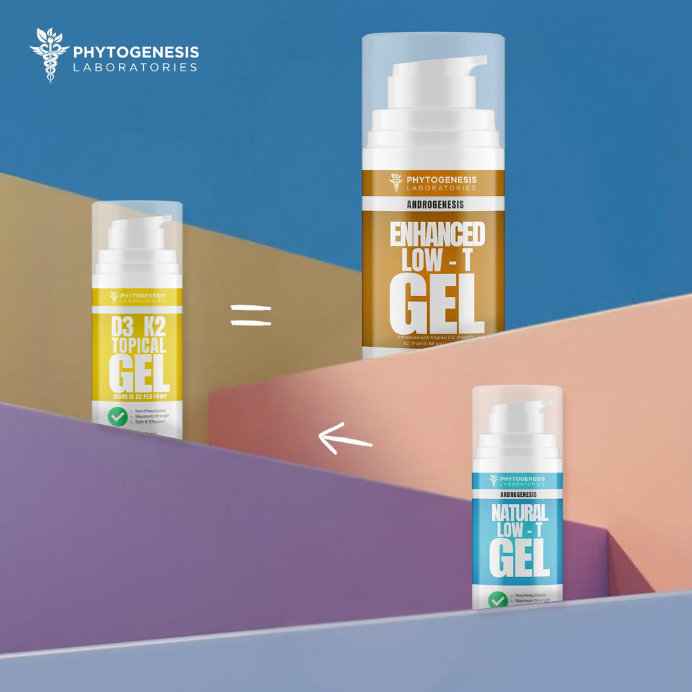 Androgenesis Enhanced Formula packaging label highlights vitamins.