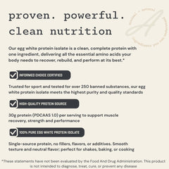 Anea Egg White Protein Isolate dairy-free label: suitable for lactose-sensitive athletes.