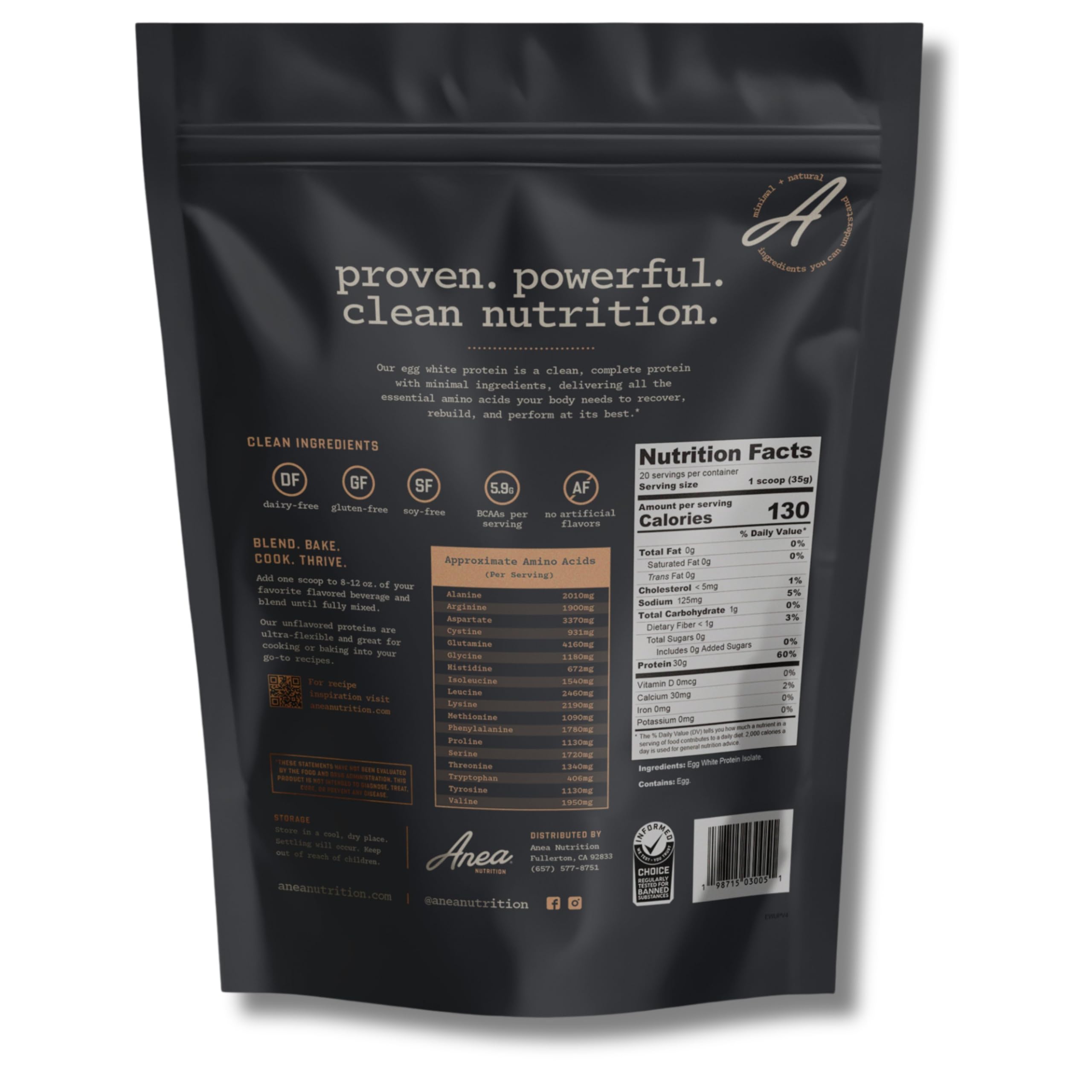Anea Egg White Protein Isolate shake glass: easy mixing for post-workout recovery.
